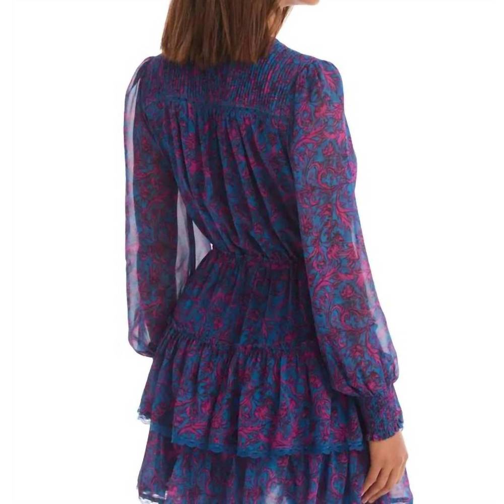 NEW ALLISON NEW YORK brooke ruffle tiered mini dress in botanical swirl - Picture 2 of 3